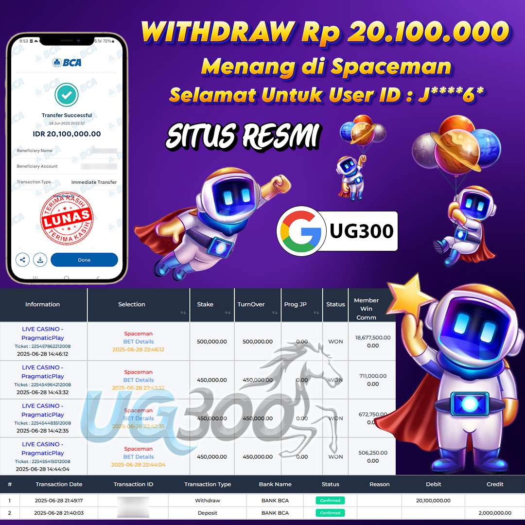 UG300 SPACEMAN KEMBALI KE BULAN JACKPOT Rp.20,100,000- DI BAYAR TUNTAS